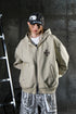 Flocked Heavy Cotton Hooded Knit Cardigan